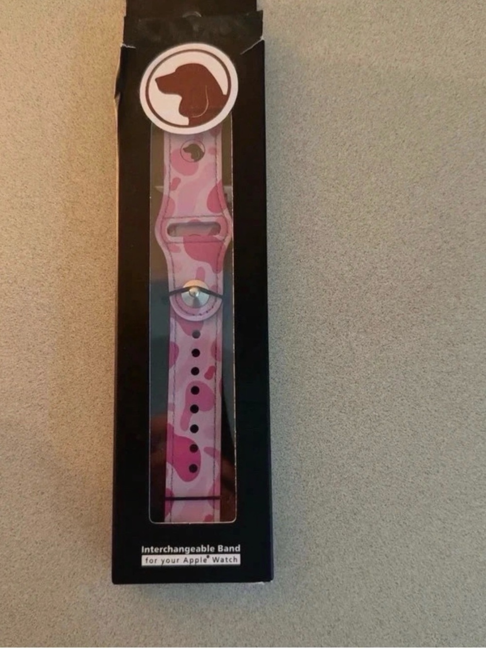 Brown Dog Old School Camo Pink Leather Apple Watch Band 42/44mm NWT